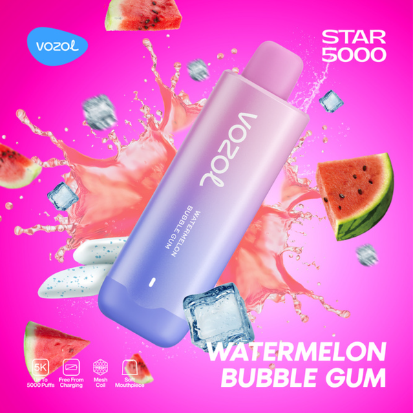 Vozol Star 5000 Puffs - Watermelon BubbleGum - 5%